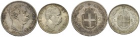 LOTTI MULTIPLI 
 Savoia 
 Umberto I, 1878-1900. Lotto di due monete. Da 2 lire 1881. Roma. Lira 1887. Milano.
 Buon BB e q.Fdc