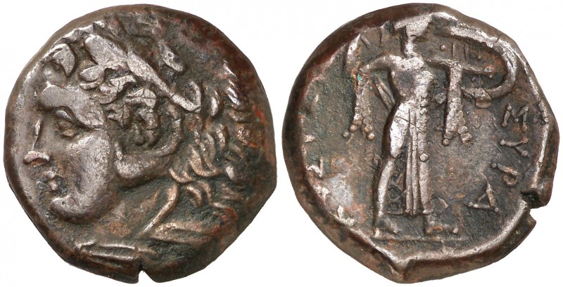 (278-276 a.C.). Sicilia. Siracusa. AE 22. (S. 1214) (CNG. II, 1451). 10,65 g. Ac...