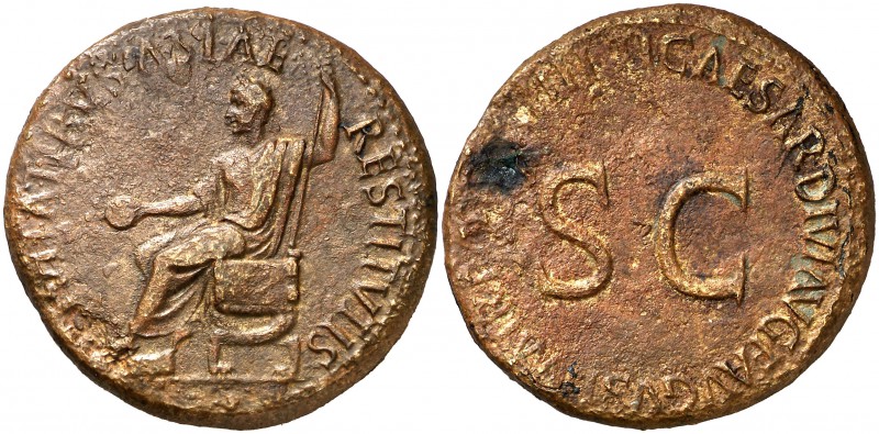 (22-23 d.C.). Tiberio. Sestercio. (Spink 1764) (Co. 3) (RIC. 48). 24,80 g. Ex CN...