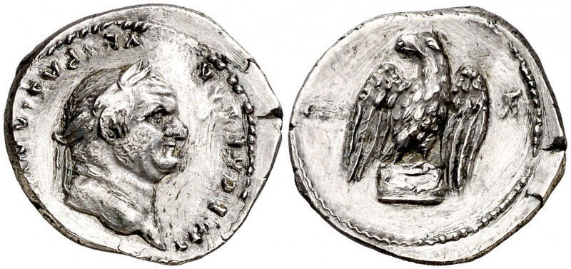 (76 d.C.). Vespasiano. Denario. (Spink 2287) (S. 121) (RIC. 847). 3,49 g. Campos...