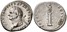 (79 d.C.). Vespasiano. Denario. (Spink 2311 var) (S. 560) (RIC. 1066). 3,04 g. MBC.