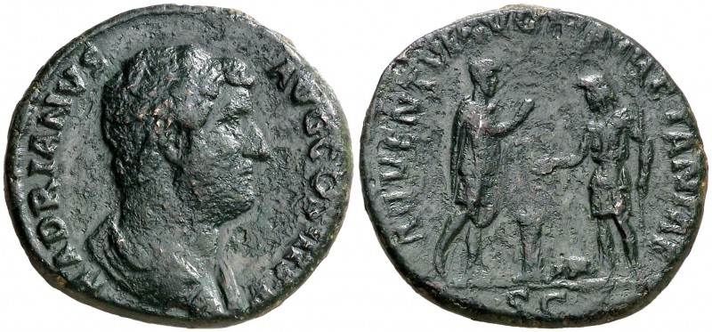 (136 d.C.). Adriano. As. (Spink 3671 var) (Co. 69) (RIC. 900). 10,23 g. Rara. MB...