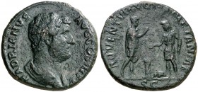 (136 d.C.). Adriano. As. (Spink 3671 var) (Co. 69) (RIC. 900). 10,23 g. Rara. MBC.