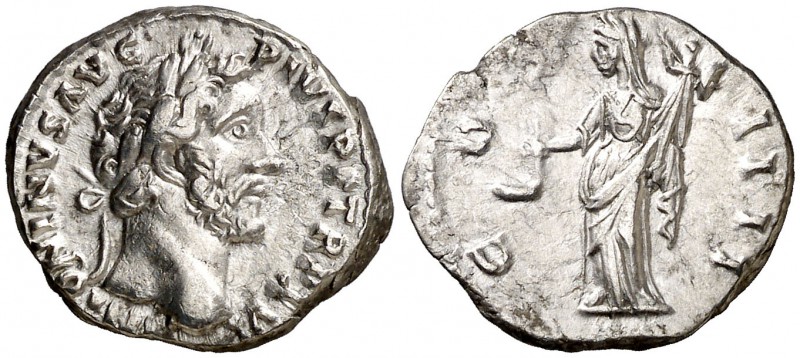 (152-153 d.C.). Antonino pío. Denario. (Spink 4065) (S. 197) (RIC. 219). 3,46 g....