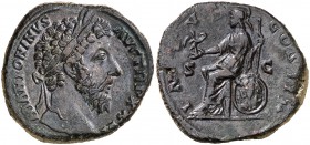 (172 d.C.). Marco Aurelio. Sestercio. (Spink 4976) (Co. 281) (RIC. 1033). 21,38 g. MBC+.