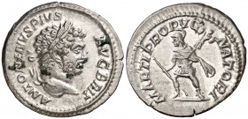 (213 d.C.). Caracalla. Denario. (Spink 6819) (S. 150) (RIC. 223). 3,13 g. MBC+.