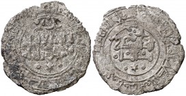Taifa de Toledo y Valencia. Yahya al-Qadir. Medina Toledo. Dirhem. (V. tipo 1116 ss). 2,28 g. Ceca legible, pero fecha borrada. Plata cristalizada. Ra...