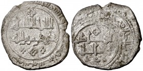 AH 472. Taifa de Toledo y Valencia. Yahya al-Qadir. (Medina) Valencia. Dirhem. (V. 1120) (Prieto 343e) (Cru.C.G. 1608). 3 g. Visibles las tres últimas...