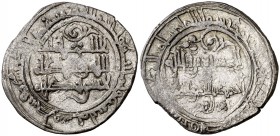 AH 482. Taifa de Zaragoza. Ahmed II al-Mostain. Sarqusta. Dirhem. (V. 1224 var) (Prieto 271b). 4,61 g. Variante con . Rara y más así. MBC.