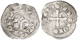Comtat de Tolosa. Ramon VI (1194-1222) i Ramon VII (1222-1249). Tolosa. Òbol. (Cru.Occitània 81). 0,37 g. Escasa. MBC-.