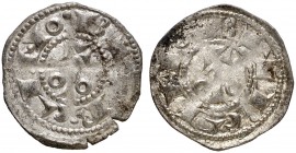 Alfons I (1162-1196). Barcelona. (Cru.V.S. 296 var (dos)) (Cru.C.G. 2100c y 2100d). Lote de dos diners diferentes. MBC/MBC+.