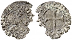 Martí I (1396-1410). Mallorca. Diner. (Cru.V.S. 524) (Cru.C.G. 2328). 0,44 g. Leyendas parcialmente visibles. Cospel faltado. Rara. (MBC-).