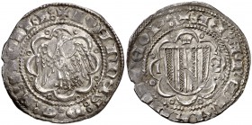 Joan II (1458-1479). Scília. Pirral. (Cru.V.S. 973 var) (Cru.C.G. 3012 var). 2,58 g. Algo alabeada. (MBC+).