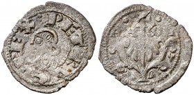 Pedro el de Huesca (1094-1104). Jaca. Dinero. (Cru.V.S. 213.2). 1,03 g. Pequeña grieta. MBC-.
