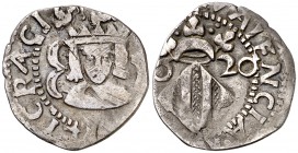 (1)620. Felipe III. Valencia. 1 divuitè. (Cal. 516) (Cru.C.G. 4361i var). 1,12 g. MBC-.
