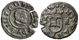 1664. Felipe IV. Cuenca. . 2 maravedís. (Cal. 1349). 0,61 g. Dos grietas. Rara. MBC.