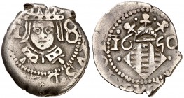 1650. Felipe IV. Valencia. 1 divuitè. (Cal. 1116) (Cru.C.G. 4434p). 1,97 g. El 1 de la fecha rectificado sobre otro. MBC.