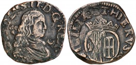 Carlos II. Nápoles. AC-A. 1 grano. (Vti. tipo 52) (MIR. tipo 306). 8,76 g. Fecha no visible. MBC.