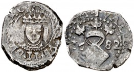 1682. Carlos II. Valencia. 1 divuitè. (Cal. 858, como novenet) (Cru.C.G. 4926c). 2 g. BC+.