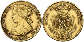 1861. Isabel II. Madrid. 100 reales. (Cal. 26). 8,32 g. MBC/MBC+.