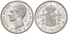 1876*1876. Alfonso XII. DEM. 1 peseta. (Cal. 54). 5,01 g. Leves marquitas. Buen ejemplar. MBC+.