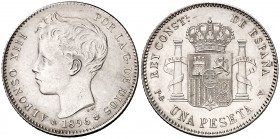 1896*1896. Alfonso XIII. PGV. 1 peseta. (Cal. 41). 5,04 g. Bella. EBC+.