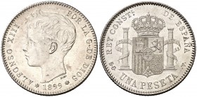 1899*1899. Alfonso XIII. SGV. 1 peseta. (Cal. 42). 5 g. Bella. S/C-.