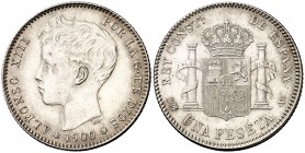 1900*1900. Alfonso XIII. SMV. 1 peseta. (Cal. 44). 4,90 g. EBC/EBC+.
