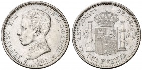 1904*1904. Alfonso XIII. SMV. 1 peseta. (Cal. 50). 5 g. Atractiva. EBC+.
