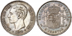 1878*1878. Alfonso XII. DEM. 5 pesetas. (Cal. 29). 24,91 g. MBC+.