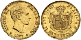 1877*1877. Alfonso XII. DEM. 25 pesetas. (Cal. 3). 8,04 g. EBC.
