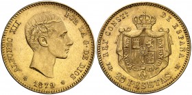 1879*1879. Alfonso XII. EMM. 25 pesetas. (Cal. 9). 8,06 g. Bella. EBC+.