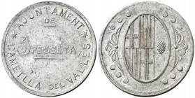 L'Ametlla del Vallés. 1 peseta. (T. 201). 1,75 g. Rara. MBC.