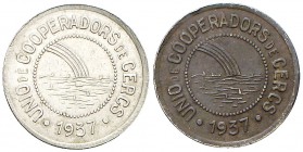 1937. Cercs. Unió de Cooperadors. 5 pesetas. (AL. 3108). 2 monedas. MBC+.