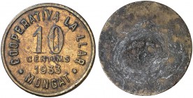 1933. Montgat. Cooperativa "La Llar". 10 céntimos. (AL. 480). 5,76 g. MBC+.