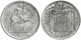 1940. Estado Español. 5 céntimos. (Cal. 133). 1,12 g. Ex Áureo & Calicó 15/12/2010, nº 2813. S/C.