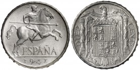 1941. Estado Español. 10 céntimos. (Cal. 128). 1,85 g. PLUS. Ex Colección Hispania 26/10/2010, nº 265. S/C.