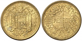 1944. Estado Español. 1 peseta. (Cal. 74). 3,51 g. S/C-.