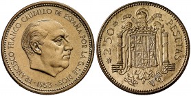 1953*1971. Estado Español. 2,50 pesetas. (Cal. 73). 7,26 g. Ex Colección Hispania 26/10/2010, nº 307. Escasa. Proof.