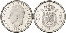 1984. Juan Carlos I. 50 pesetas. (Cal. 67). 12,59 g. S/C.