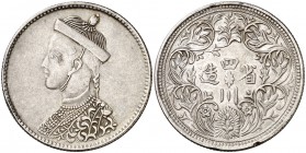 s/d (1911-16/1930-33). Tíbet. Chengdu. 1 rupia. (Kr. 3.2). 11,24 g. AG. Golpes en canto. MBC+.