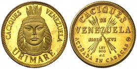 s/d (circa 1962). Venezuela. Caracas. 10 bolívares. (Kr. UWC. MB155). 3 g. AU. Caciques de Venezuela - Urimare. S/C.