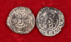 Reyes Católicos. Granada y Toledo. 1 blanca. Lote de 2 monedas. BC+.