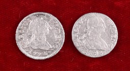 1775 y 1793. Carlos III y IV. Madrid. 1/2 real. Lote de 2 monedas. BC+/MBC-.