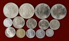 Lote de 14 monedas españolas de 1959 a 1980, una en plata. EBC-/S/C.