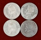 1947, 1953, 1961 y 1962. Panamá. 1/2 balboa. Lote de 5 monedas de plata. MBC-/MBC+.
