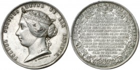 1859. Isabel II. (V. 416 var. por metal) (V.Q. 14344). 79,25 g. 55 mm. Metal blanco. Firmado: A. Gerbier/Massonet. EBC-.