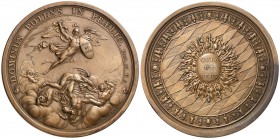 (1723). Francia. Luis XV. Fundación de la Orden de San Miguel de Baviera. 186,83 g. 74 mm. Bronce. Acuñación moderna. Grabador: Du Vivier. EBC.