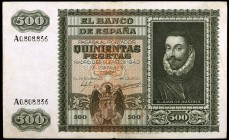 1940. 500 pesetas. (Ed. D40) (Ed. 439). 9 de enero, Don Juan de Austria. Raro. BC+.