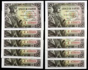 1943. 1 peseta. (Ed. D48a). 21 de mayo, Fernando el Católico. 10 billetes, serie J. S/C-.